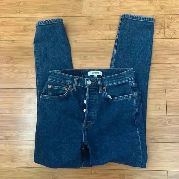 RE/DONE 90s High Rise Ankle Crop Jeans Western Rinse sz 25 - Picture 3 of 9